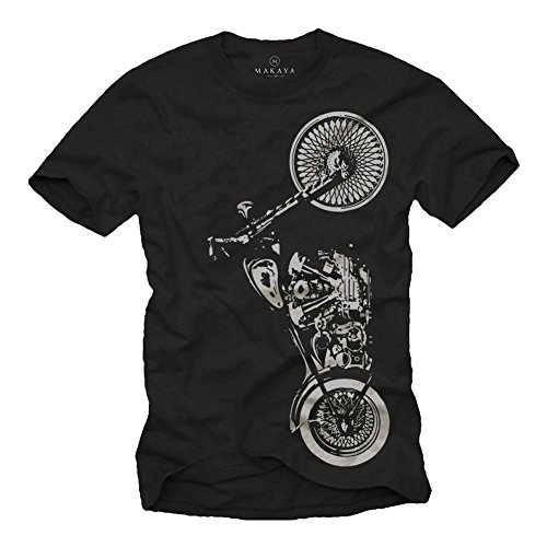 MAKAYA Ropa de Moto Hombre - Camiseta Negra XL