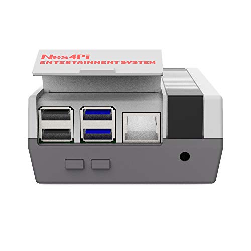 MakerFun Retro Gaming Nes4Pi Caja con USB Controladores para RPi 4B, Raspberry Pi 4 Cajas con Ventilador,Raspberry Pi Ventilador,Raspberry Pi Disipadores para Raspberry Pi 4 Modelo B