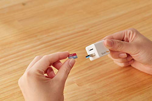 MAKTAR Qubii Pro - Disco de copia de seguridad para iPhone y iPad, con certificado MFi, almacenamiento externo con aplicación organizador de archivos (tarjeta microSD no incluida), color blanco