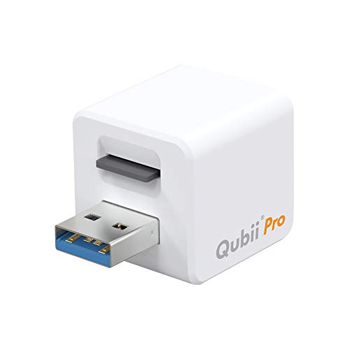 MAKTAR Qubii Pro - Disco de copia de seguridad para iPhone y iPad, con certificado MFi, almacenamiento externo con aplicación organizador de archivos (tarjeta microSD no incluida), color blanco