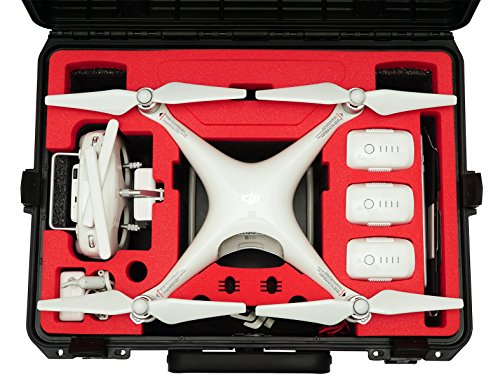 Maletín de Transporte Profesional, Maleta para dji Phantom 4 Pro/+, V1.0/2.0, ADV/+, Obsidian. Maletín de Exterior Impermeable, IP67, Tapa Dura, «Made in Germany»