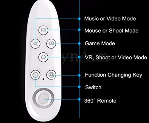 Mando a Distancia Bluetooth Controlador Remoto inalámbrico Mini ratón Gamepad Joystick para iOS Android VR Caja 3D Juegos Blanca (con instruccion traducido a Castellano)