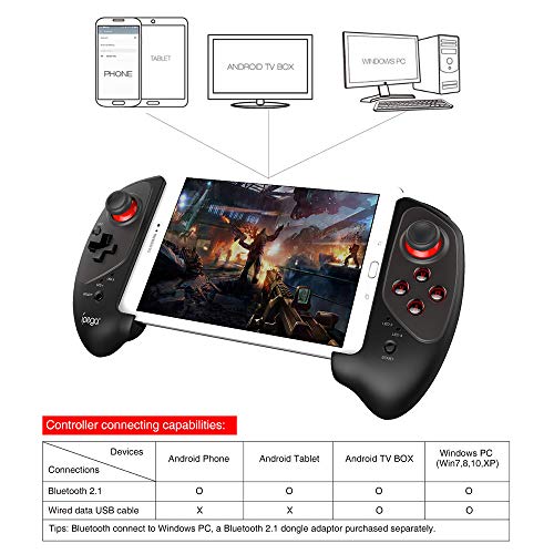 Mando inalámbrico para Bluetooth Gamepad Inalámbrico Retráctil Control de Juego compatible con Android Smartphone Tableta Win7/Win8/Win10 PC