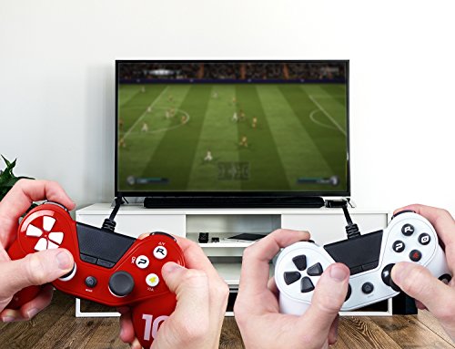 Mando Pro4 fútbol con cable - Accessorio compatible con PS4 / Slim /Pro - PS3 - PC - Rojo