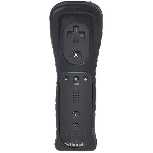 Mando Remote + Motion Plus + Nunchuck + Funda + Correa para Nintendo Wii - Wii U - Wii Mini, Color Negro