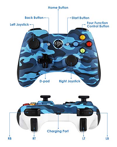 Mandos de PC 2.4G, [Regalos Oferta] EasySMX 2.4G Mandos PS3 con Batería Incorporada, Vibración Doble, Controller PS3, Gamepad PC y Joystick ps3 para Windows XP/Vista/11/7/8/10/PS3/PC/TV Box de Andriod