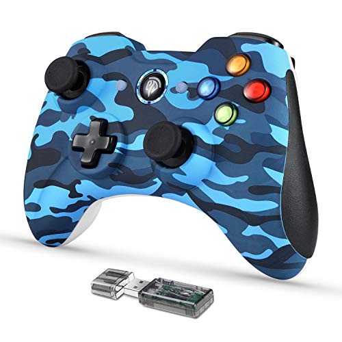 Mandos de PC 2.4G, [Regalos Oferta] EasySMX 2.4G Mandos PS3 con Batería Incorporada, Vibración Doble, Controller PS3, Gamepad PC y Joystick ps3 para Windows XP/Vista/11/7/8/10/PS3/PC/TV Box de Andriod