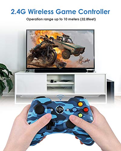 Mandos de PC 2.4G, [Regalos Oferta] EasySMX 2.4G Mandos PS3 con Batería Incorporada, Vibración Doble, Controller PS3, Gamepad PC y Joystick ps3 para Windows XP/Vista/11/7/8/10/PS3/PC/TV Box de Andriod