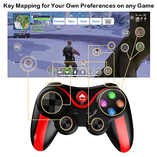 Mandos para Moviles Android iOS, Megadream Key Mapping Gamepad Inalámbrico Joystick Controlador de juegos móvil para PUBG Fotnite - No se necesita plataforma