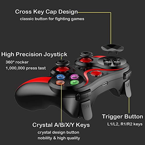 Mandos para Moviles Android iOS, Megadream Key Mapping Gamepad Inalámbrico Joystick Controlador de juegos móvil para PUBG Fotnite - No se necesita plataforma