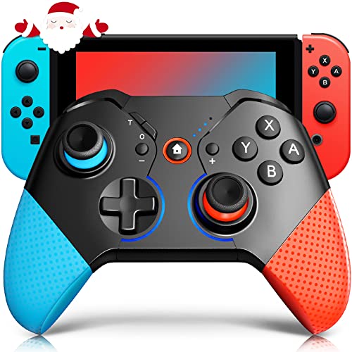 Mandos Pro Switch, ISENPENK Mando inalámbrico Bluetooth Gamepad Controlador con Wake Up Turbo Shock Programable Remote Control de Movimiento Joycon Luz de Respiración para Switch/Switch Lite Consola
