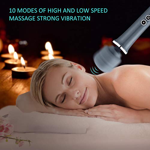 MANFLY Masajeador de Varita Eléctrica Recargable, Masajeador de Músculos Profundos con 10 Modos de Masaje por Vibración, Potente Masajeador de Mano (Gris)