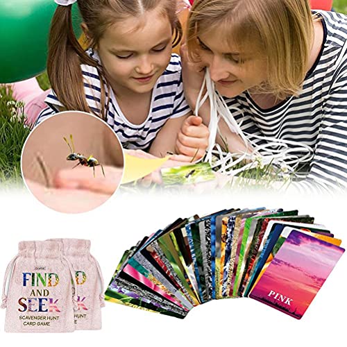 MAOBU Find and Seek Scavenger Hunt Juego de cartas Scavenger Hunt Card Game Outdoor Indoor Toys para amigos de la familia