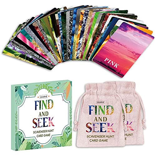 MAOBU Find and Seek Scavenger Hunt Juego de cartas Scavenger Hunt Card Game Outdoor Indoor Toys para amigos de la familia
