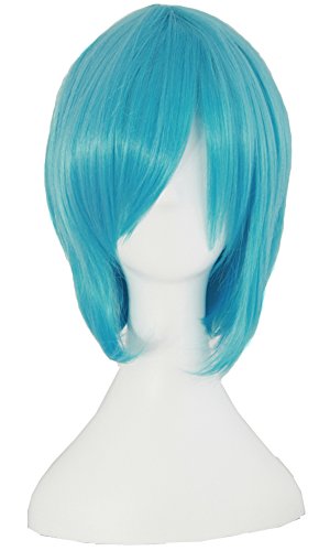 Mapofbeauty 47 Pulgadas/120cm 2 Colas de Caballo Largo Recto Peluca Cosplay Costume Party (Azul Cian)