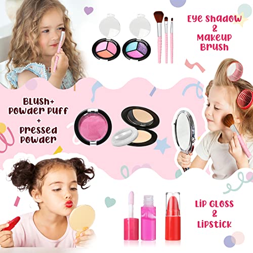 Maquillaje para Niñas 20 Pcs, Kit de Maquillaje Niña de Calidad, Lavables, Seguro y No Tóxico, Set Maquillaje Niña con Una Variedad de Cosméticos para Niños - Regalo Ideal para Niñas