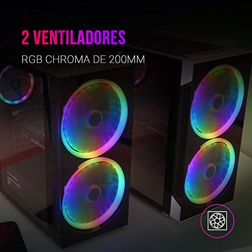 Mars Gaming MC9W, Caja PC ATX, Ventana Lateral+Frontal, 2xVentilador ARGB, Blanco