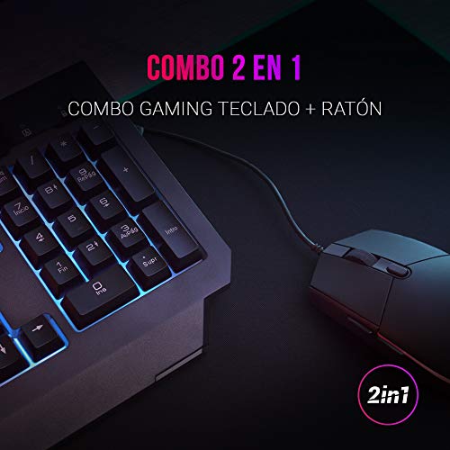 Mars Gaming MCP100, Combo Teclado H-Mech Y Ratón 3200DPI, Ilumin RGB, Portugués