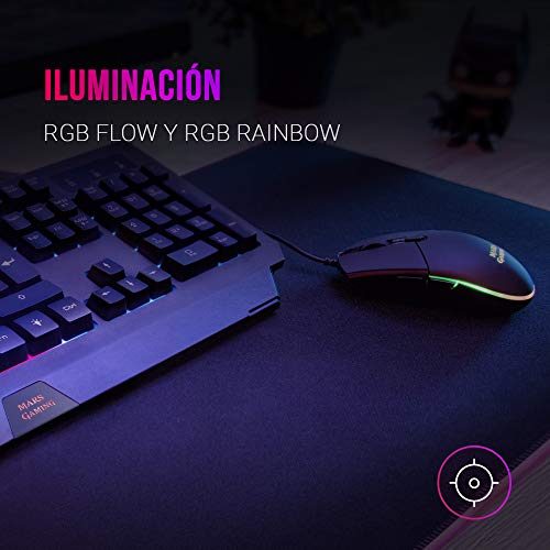 Mars Gaming MCP100, Combo Teclado H-Mech Y Ratón 3200DPI, Ilumin RGB, Portugués