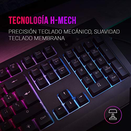 Mars Gaming MCP100, Combo Teclado H-Mech Y Ratón 3200DPI, Ilumin RGB, Portugués