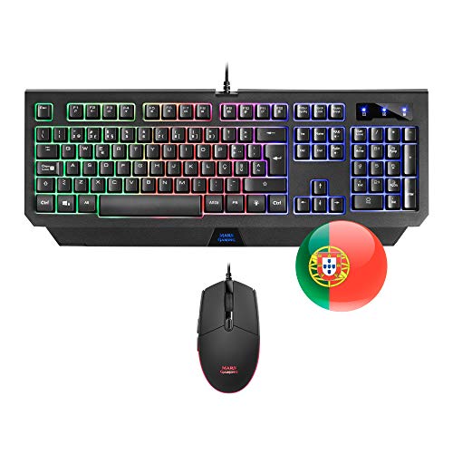 Mars Gaming MCP100, Combo Teclado H-Mech Y Ratón 3200DPI, Ilumin RGB, Portugués