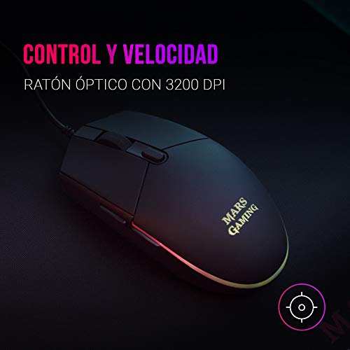 Mars Gaming MCP100, Combo Teclado H-Mech Y Ratón 3200DPI, Ilumin RGB, Portugués