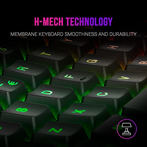 Mars Gaming MCPXBES, Combo Teclado H-Mech+Ratón Ultraligero+Alfombrilla XXL, Negro, ES