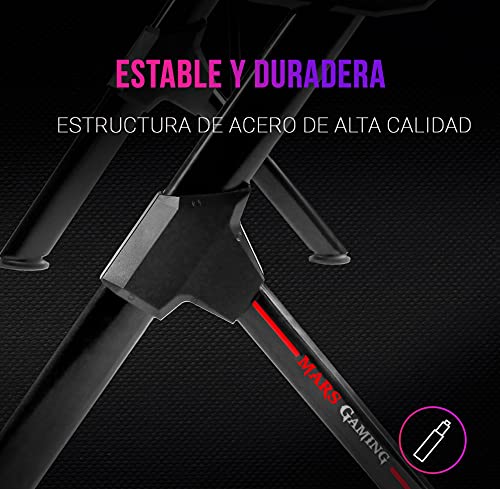 Mars Gaming MGDRGB, Mesa Gaming RGB, Soporte Cascos + Botella, 110x60cm, Negro