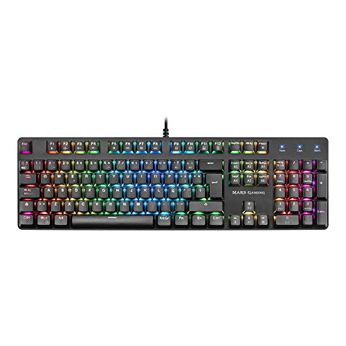 Mars Gaming MK5, Teclado mecánico Switch Azul, RGB 16.8, Software, reposamuñecas + MM218, Ratón para Pc (10000 dpi, Sensor Óptico Profesional, Iluminación Chroma Rgb0), LED Óptico/Cable, Negro