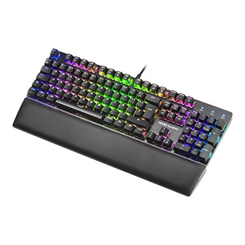Mars Gaming MK5, Teclado mecánico Switch Azul, RGB 16.8, Software, reposamuñecas + MM218, Ratón para Pc (10000 dpi, Sensor Óptico Profesional, Iluminación Chroma Rgb0), LED Óptico/Cable, Negro