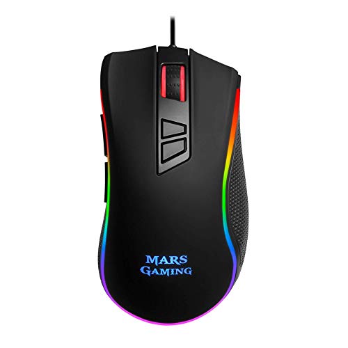 Mars Gaming MK5, Teclado mecánico Switch Azul, RGB 16.8, Software, reposamuñecas + MM218, Ratón para Pc (10000 dpi, Sensor Óptico Profesional, Iluminación Chroma Rgb0), LED Óptico/Cable, Negro
