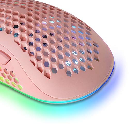 Mars Gaming MMEX Rosa, Ratón Gaming RGB, 32K dpi, Cable Feather, Switches Ópticos