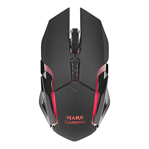 Mars gaming MMW, Ratón Gaming Inalámbrico, LED Óptico 3200DPI, RGB Flow, Negro