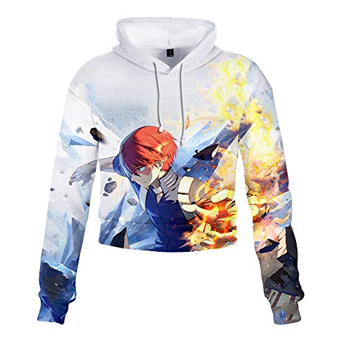 Mars Jun MY Hero One'S Justice Mujeres 3D Hoodie Impresión Sudadera de Manga Larga Ropa Deportiva para Niña Adolescente Hooded Pullover Sweatshirt