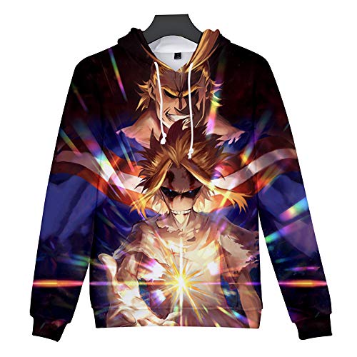 Mars Jun Unisex MY Hero One'S Justice Mujeres Hombres 3D Hoodie Impresión Sudadera de Manga Larga Ropa Deportiva para Niño Niña Adolescente Hooded Pullover Sweatshi
