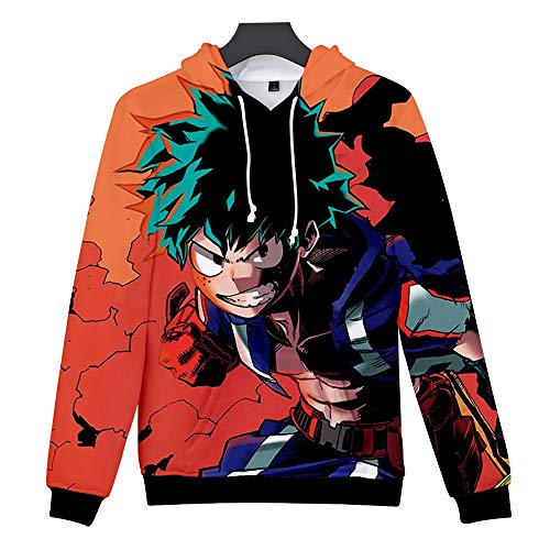 Mars Jun Unisex MY Hero One'S Justice Mujeres Hombres 3D Hoodie Impresión Sudadera de Manga Larga Ropa Deportiva para Niño Niña Adolescente Hooded Pullover Sweatshi