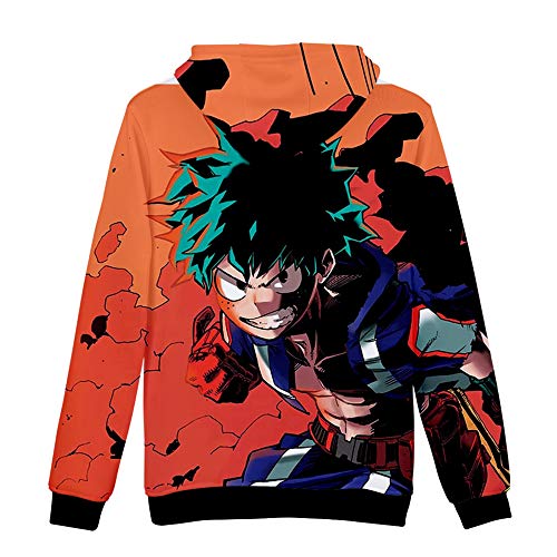Mars Jun Unisex MY Hero One'S Justice Mujeres Hombres 3D Hoodie Impresión Sudadera de Manga Larga Ropa Deportiva para Niño Niña Adolescente Hooded Pullover Sweatshi