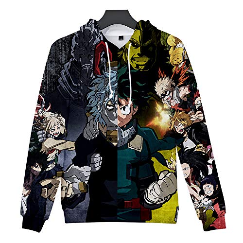 Mars Jun Unisex MY Hero One'S Justice Mujeres Hombres 3D Hoodie Impresión Sudadera de Manga Larga Ropa Deportiva para Niño Niña Adolescente Hooded Pullover Sweatshi