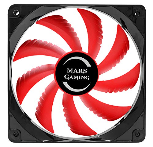 MARSGAMING Mars Gaming MF12, Ventilador para Caja PC Gaming, Iluminación LED, Negro/Rojo