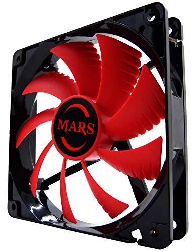 MARSGAMING Mars Gaming MF12, Ventilador para Caja PC Gaming, Iluminación LED, Negro/Rojo
