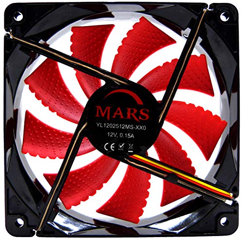 MARSGAMING Mars Gaming MF12, Ventilador para Caja PC Gaming, Iluminación LED, Negro/Rojo