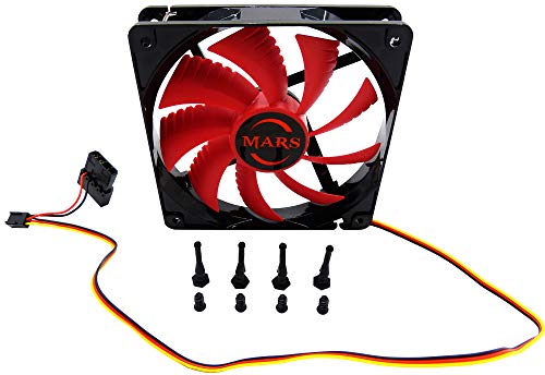 MARSGAMING Mars Gaming MF12, Ventilador para Caja PC Gaming, Iluminación LED, Negro/Rojo