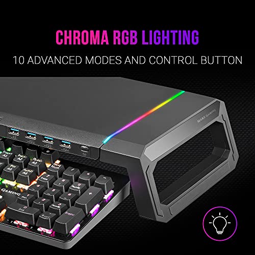 MARSGAMING MGS, Soporte Monitor RGB, Longitud Ajustable, Soportes Extra, USB 3.0