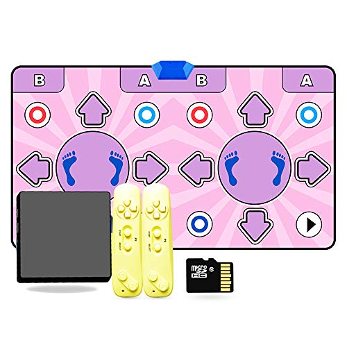 Mat de baile doble inalámbrico, 3d antideslizante insonorizado somatosensorial juego de juegos, TV / computadora, plug-and-play entretenimiento, almohadilla de espuma suave, portátil y plegable,A