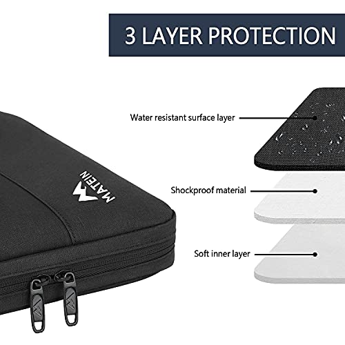 MATEIN Funda Portatil 15,6 Pulgadas, Maletin Blandas Delgada para Ordenador Portátiles Impermeable Bolsa PC Portátil Compatible 15"-16" DELL HP Acer Toshiba Lenovo Laptop Notebook, Negro