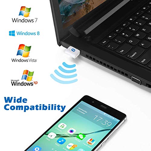 Maxesla Adaptador Bluetooth para PC, 4.0 USB Bluetooth PC, Bluetooth Transmisor y Receptor para PC con Windows XP/7/8/10/Vista, Compatible con Auriculares, Altavoces, Teclados, Ratónes, Blanco