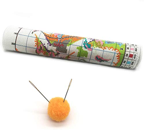 Maydear Kits de punto de cruz estampados gama completa de kits de inicio de bordado para principiantes DIY 14CT 2 hilos - florero30×38 cm