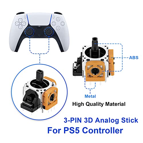 Mcbazel 7 en 1 Joystick Kit de Reparación de Repuesto para PS5 DualSense Controlador con Destornilladores, palanca analógica de 3 pines, tapa analógica para el pulgar