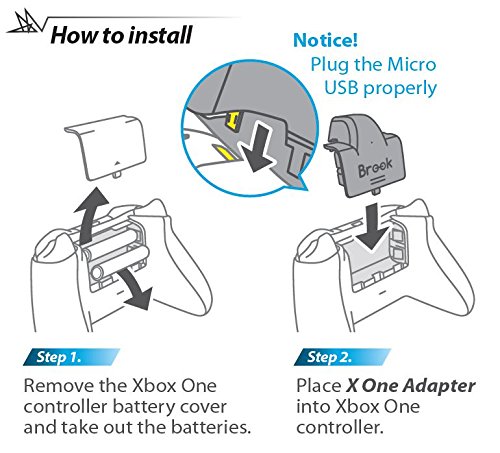 Mcbazel Brook X ONE Adaptador inalámbrico y batería de carga para Xbox One a PS4 Nintendo Switch PC - con llavero gratis