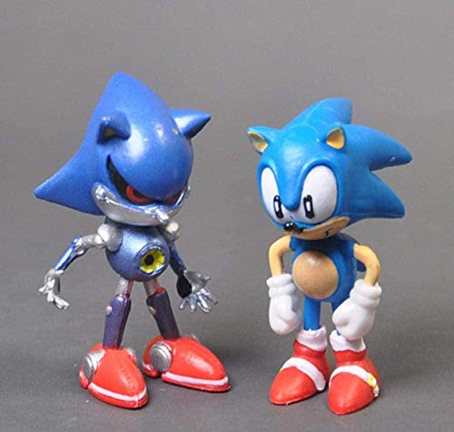 Mdcgok Personajes de Anime Modelo Sonic Boy Super Sonic Mouse PSP Juego 6 unids / Set Sonic estatuilla colección muñeca 6cm